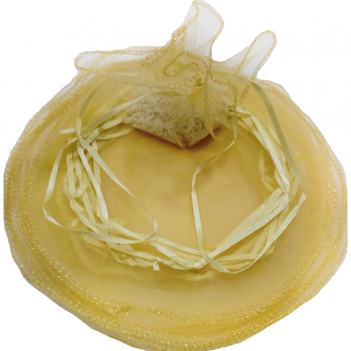 Sachet en organza doré pour riz et pétales