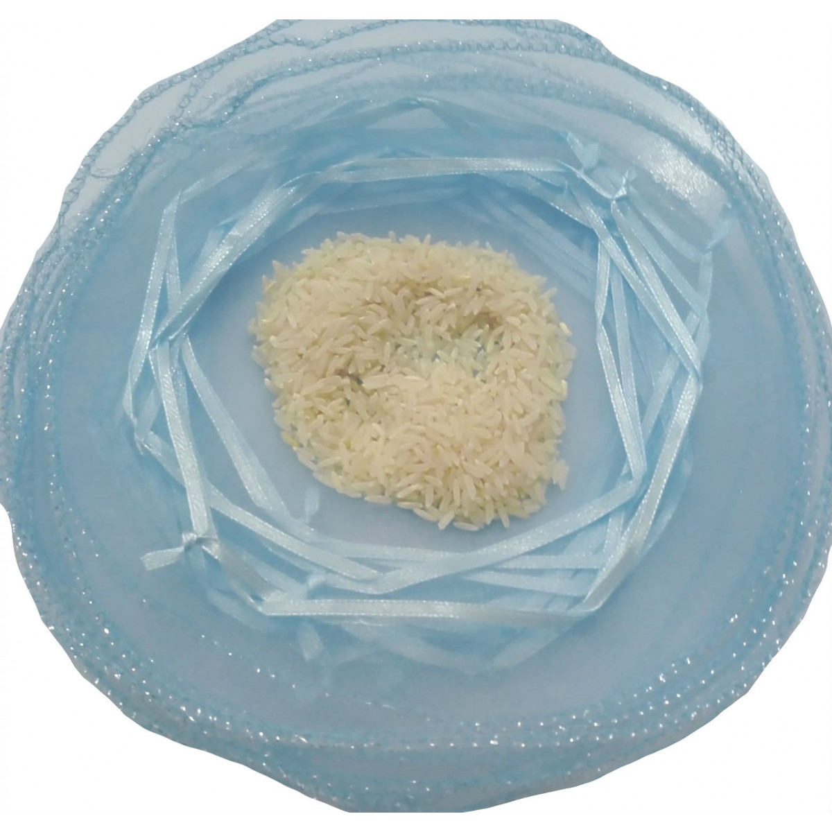 Sac de riz en organza bleu clair