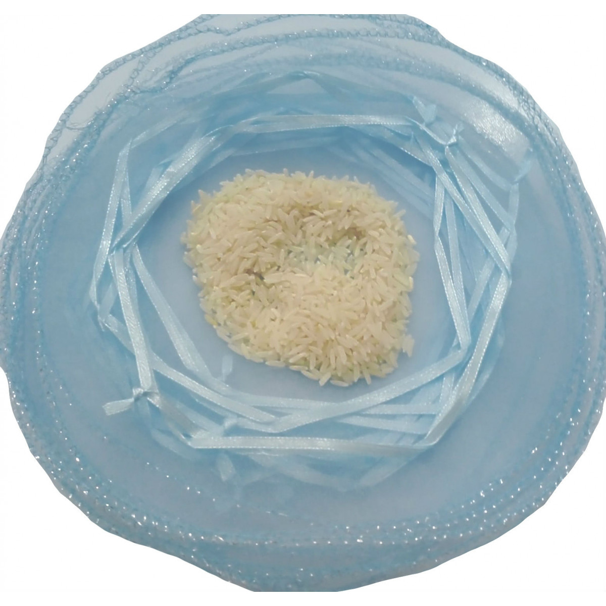 Sachet riz organza bleu