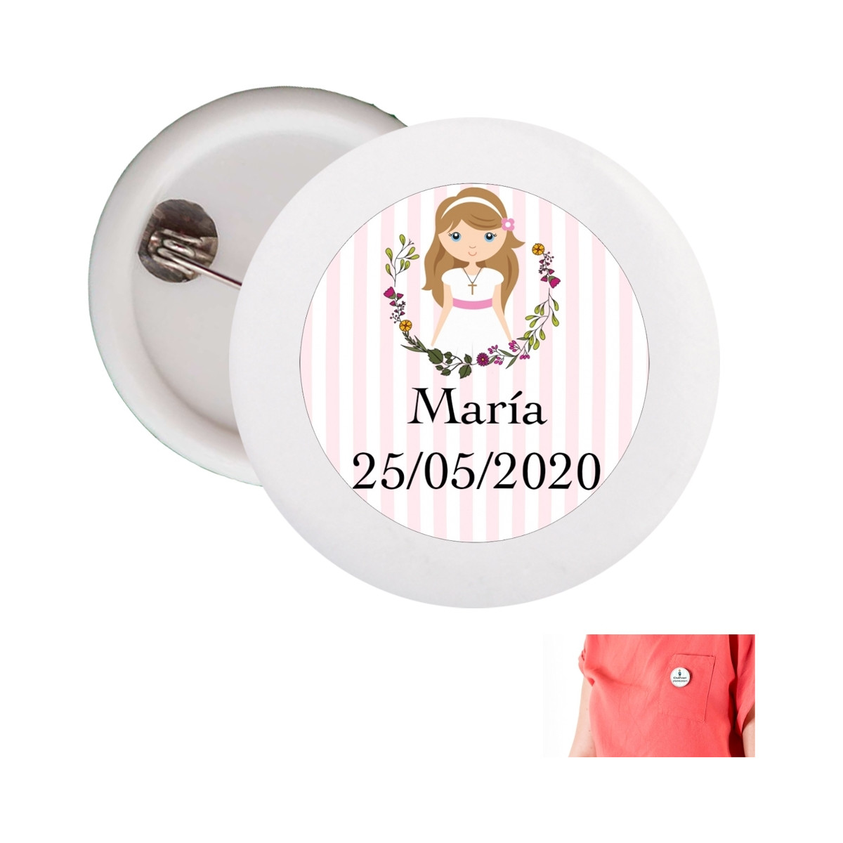 Chapa personnalisée fille communion