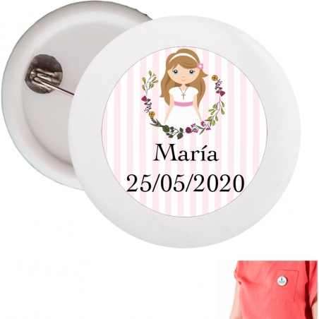 Badge Personnalisé Fille Communion