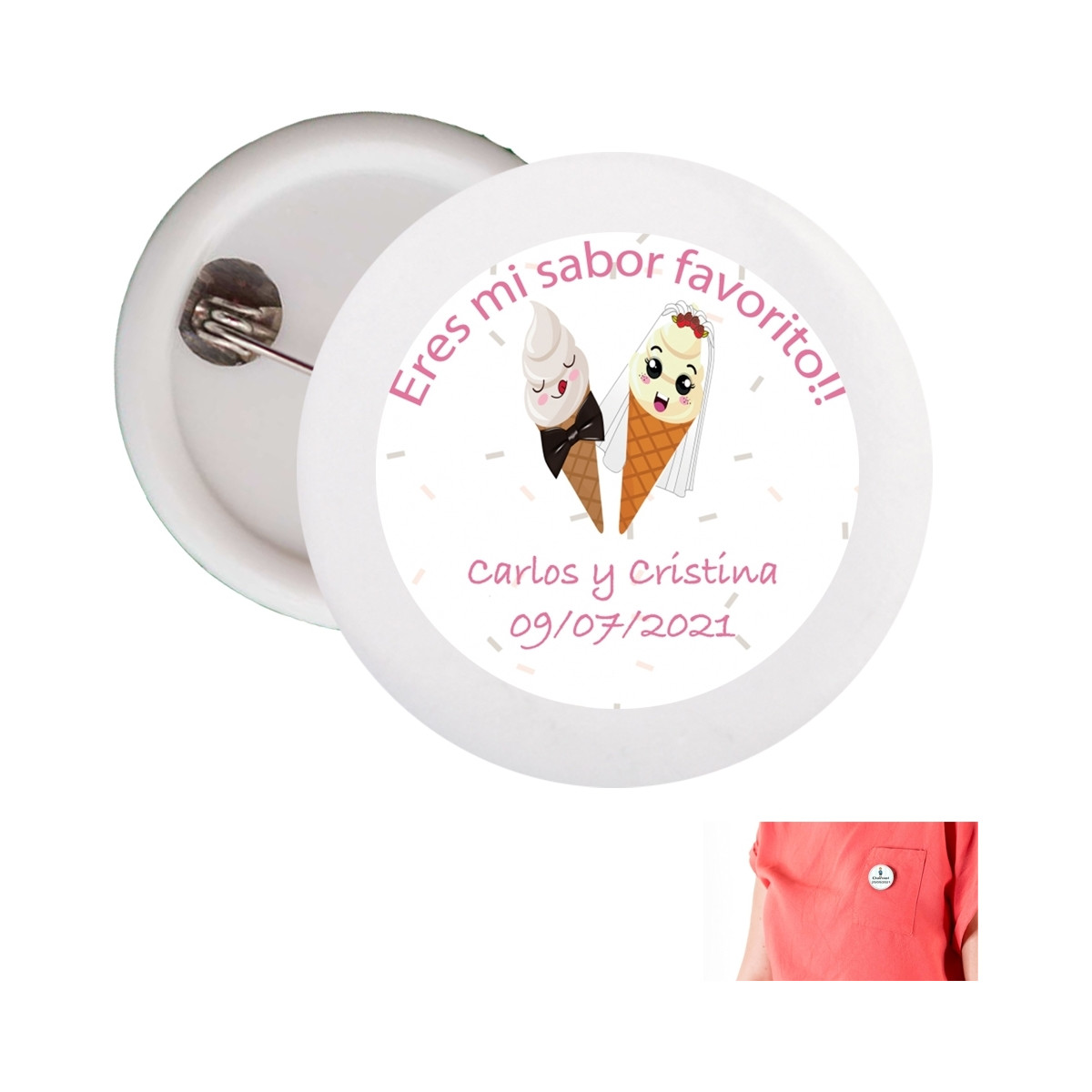Badges de mariage amusants et personnalisés