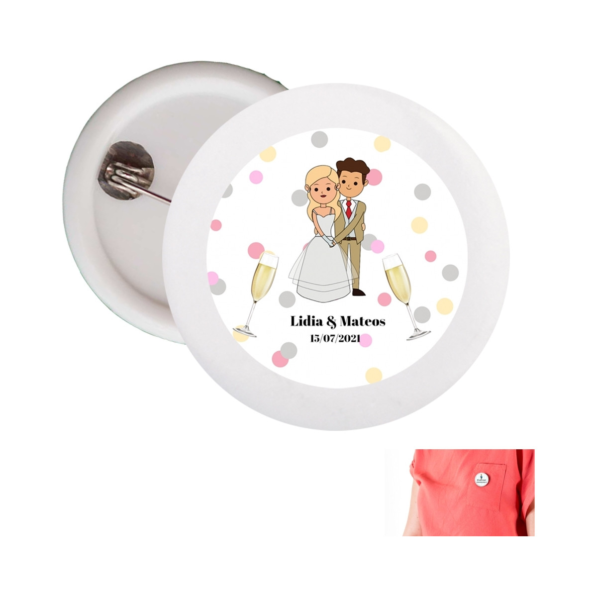 Badges personnalisés mariage