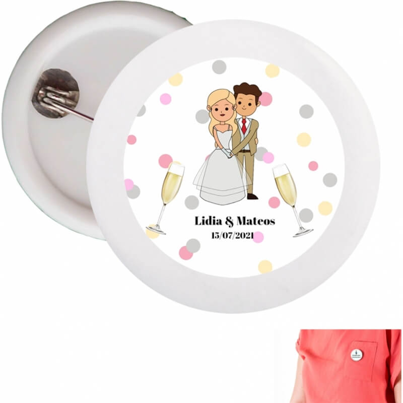 Badges personnalisés mariage