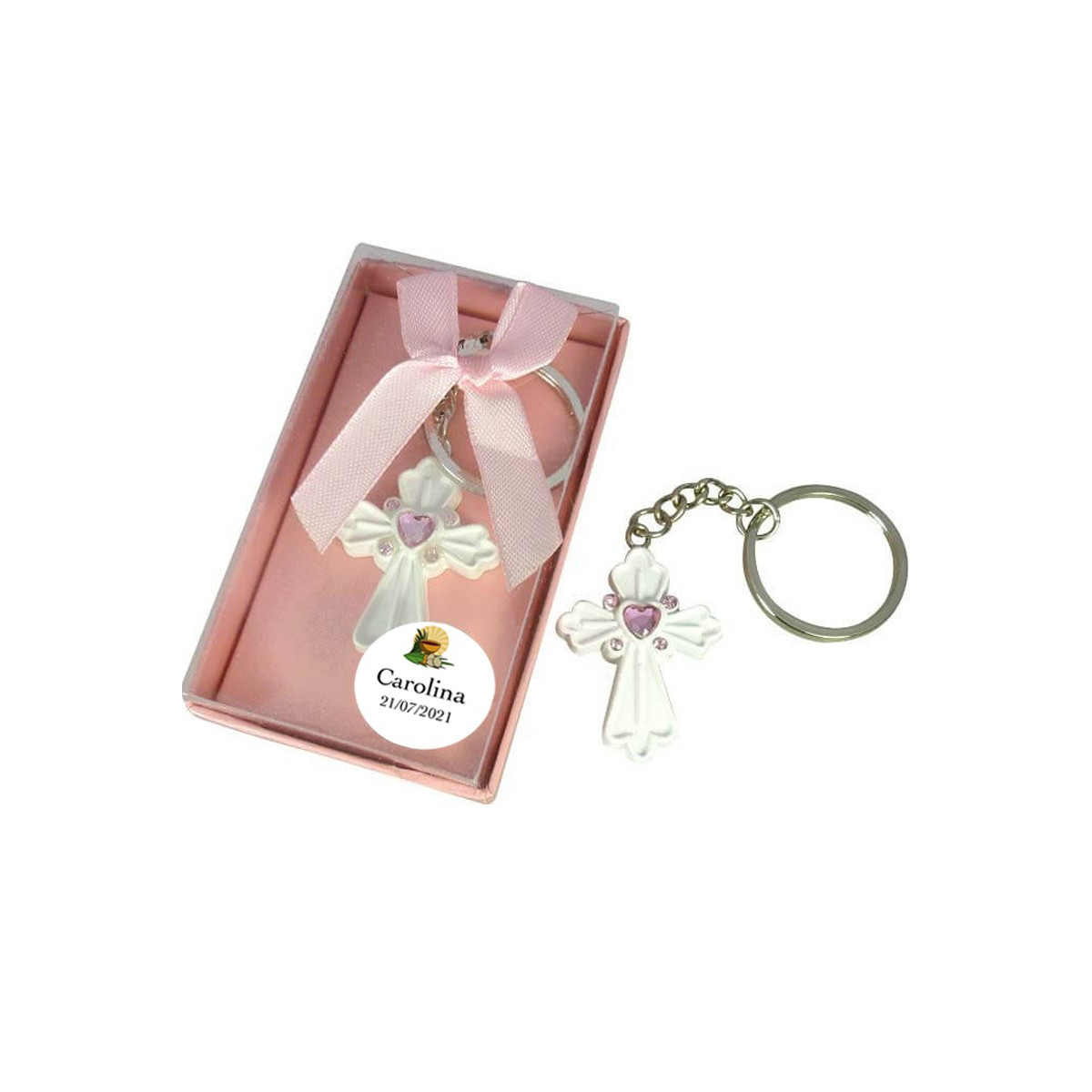 Porte-clés croix de communion personnalisés