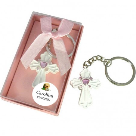 Porte-clés croix de communion personnalisés