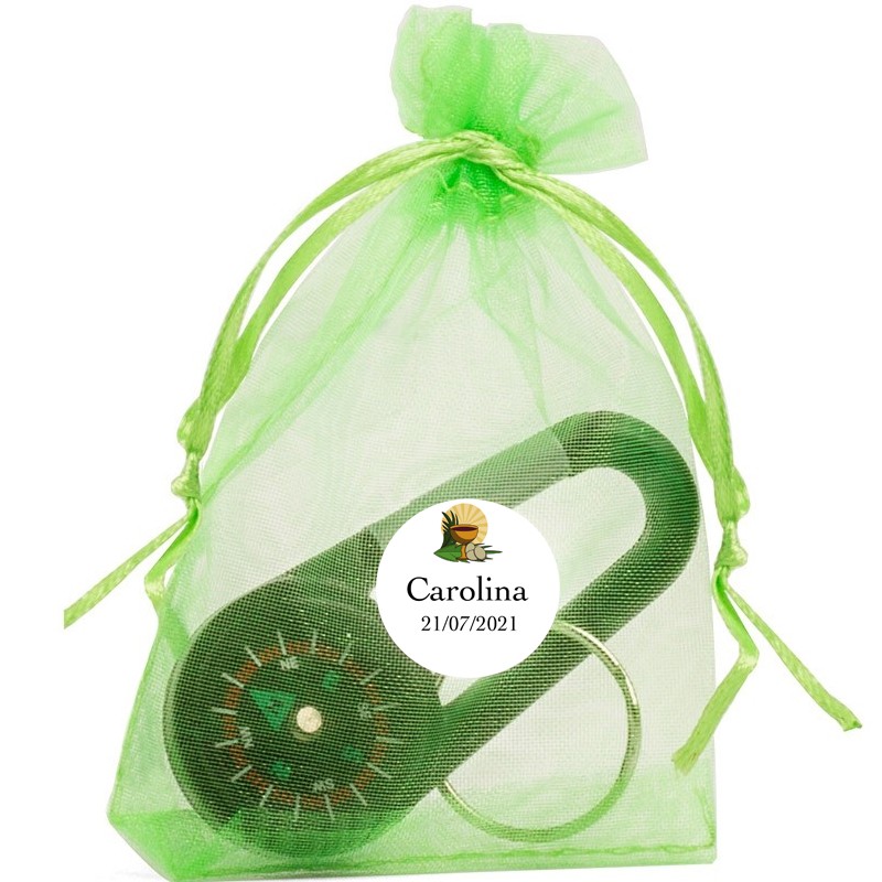 Boussole dans un sac en organza personnalisé pour une communion