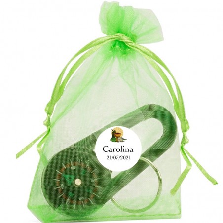 Boussole dans un sac en organza personnalisé pour une communion