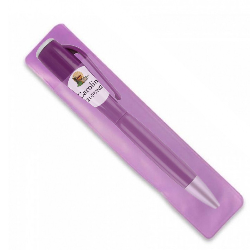 Stylo violet avec lampe de poche pour communion