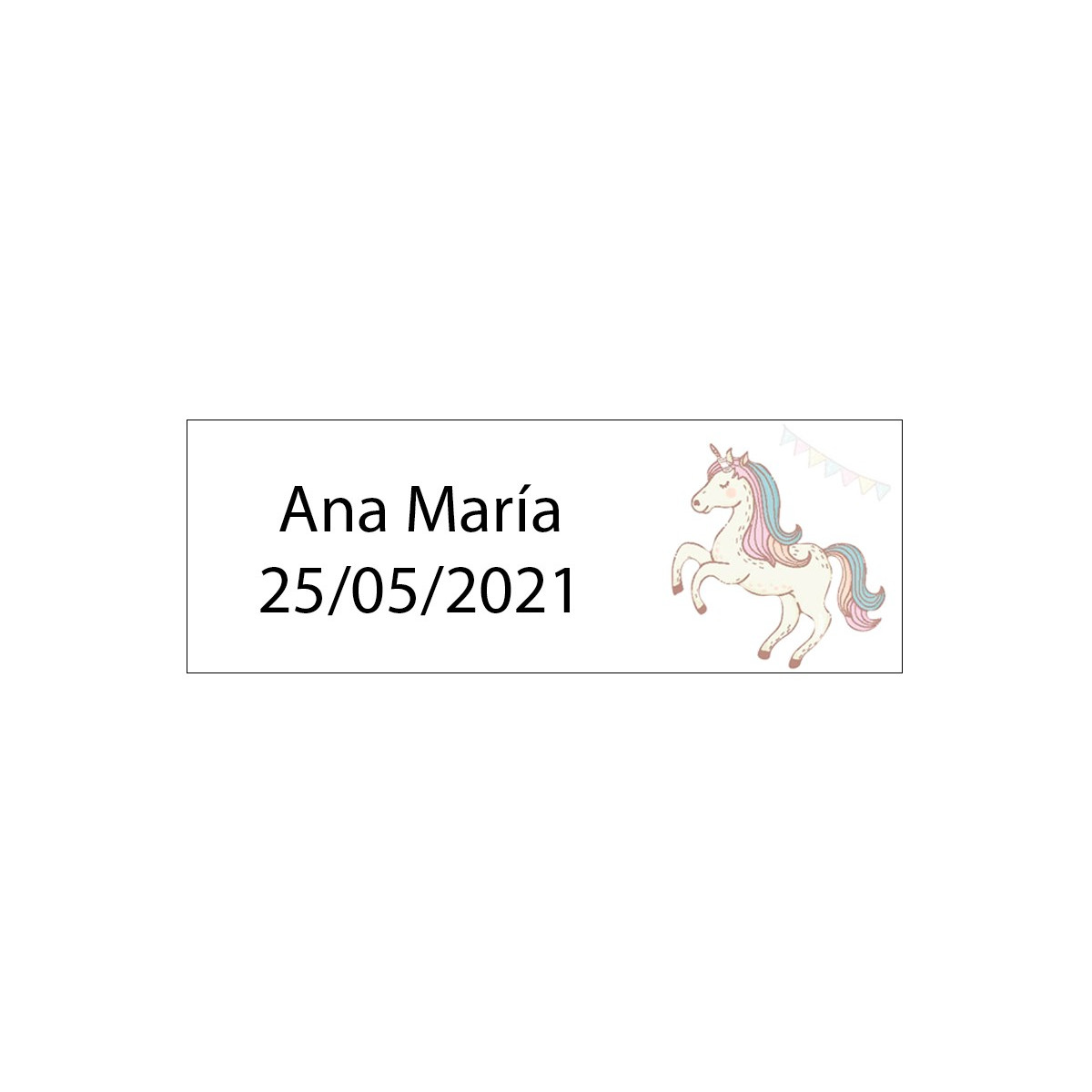 Étiquette rectangulaire licorne