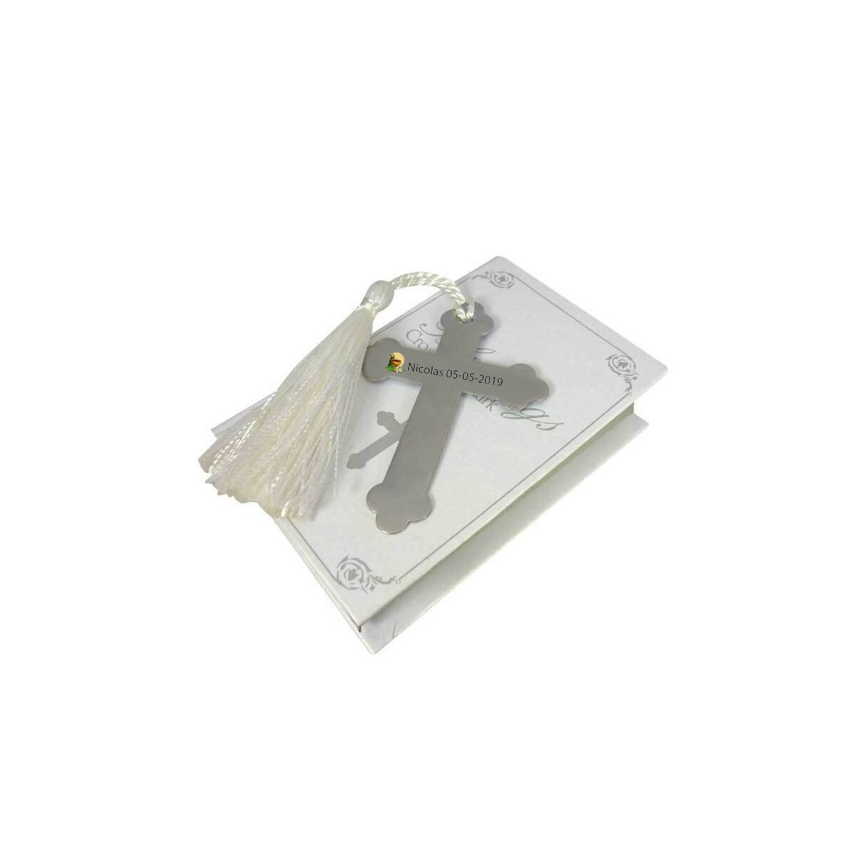 Marque-page croix communion personnalisé