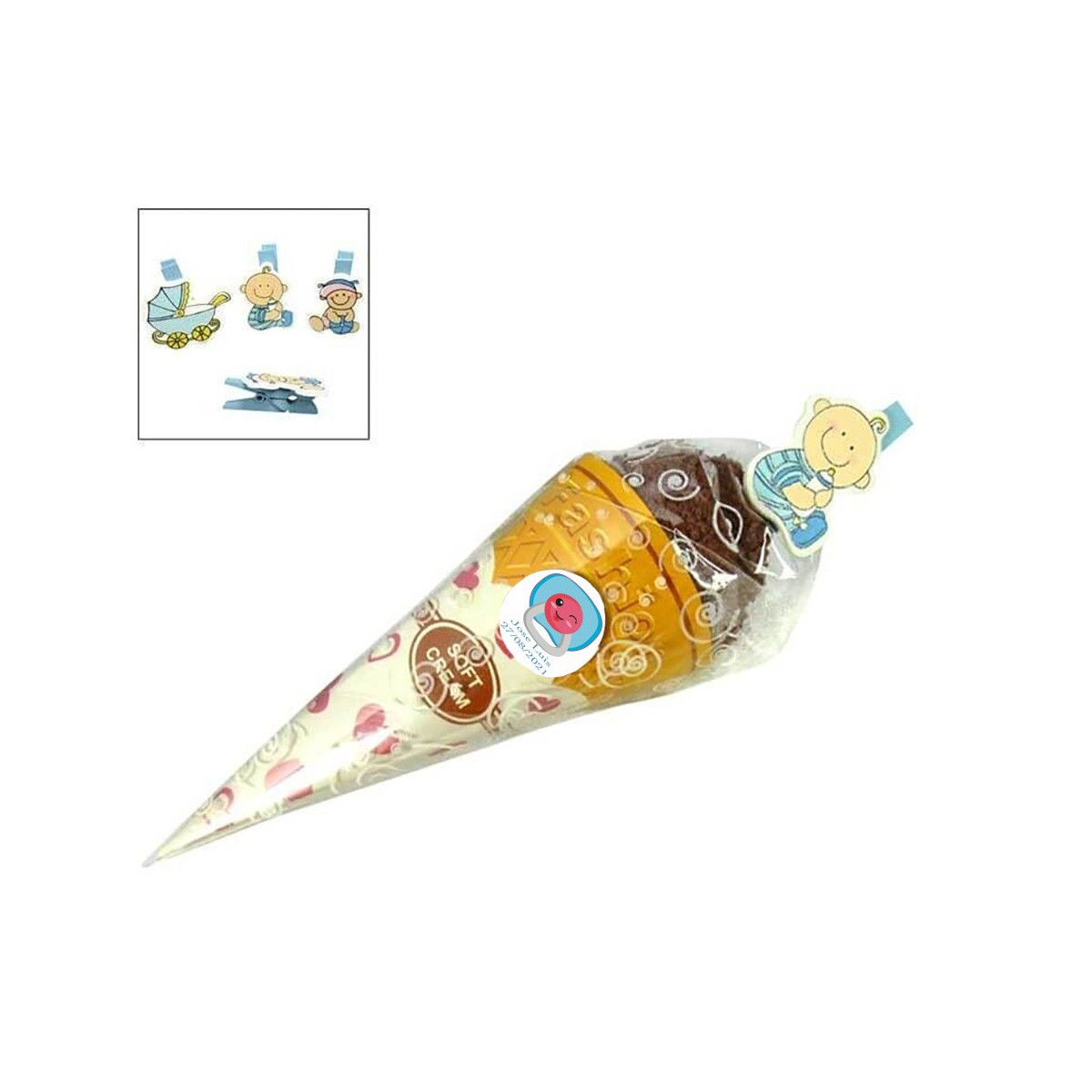 Serviettes en forme de glace baptême personnalisé
