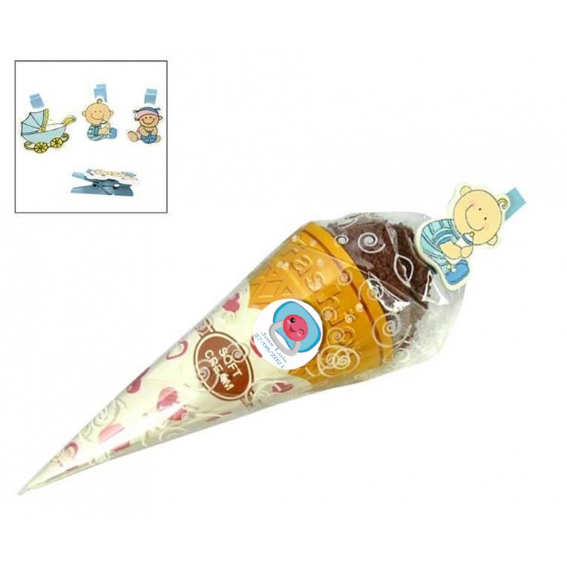 Serviettes en forme de glace baptême personnalisé