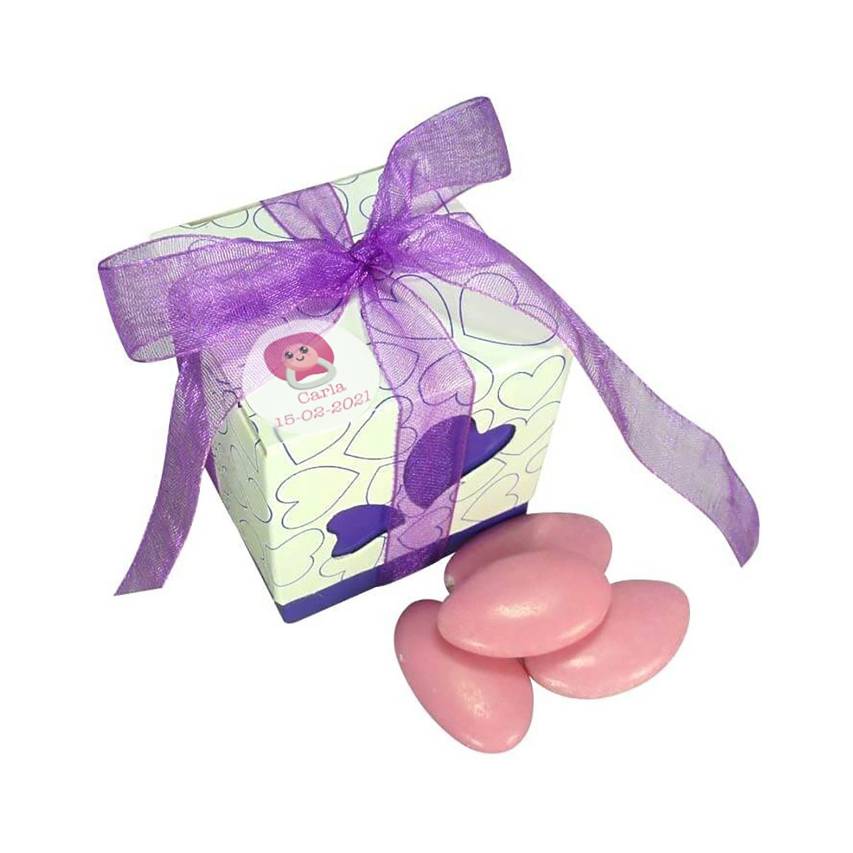Boîtes à bonbons personnalisées et décorées pour le baptême d'une fille