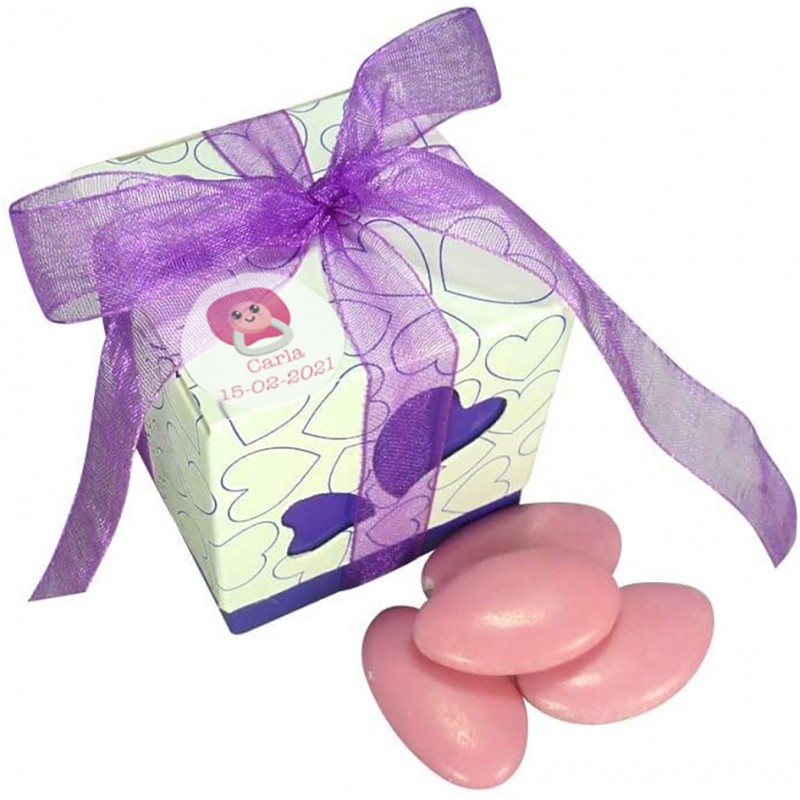 Boîtes à bonbons personnalisées et décorées pour le baptême d'une fille
