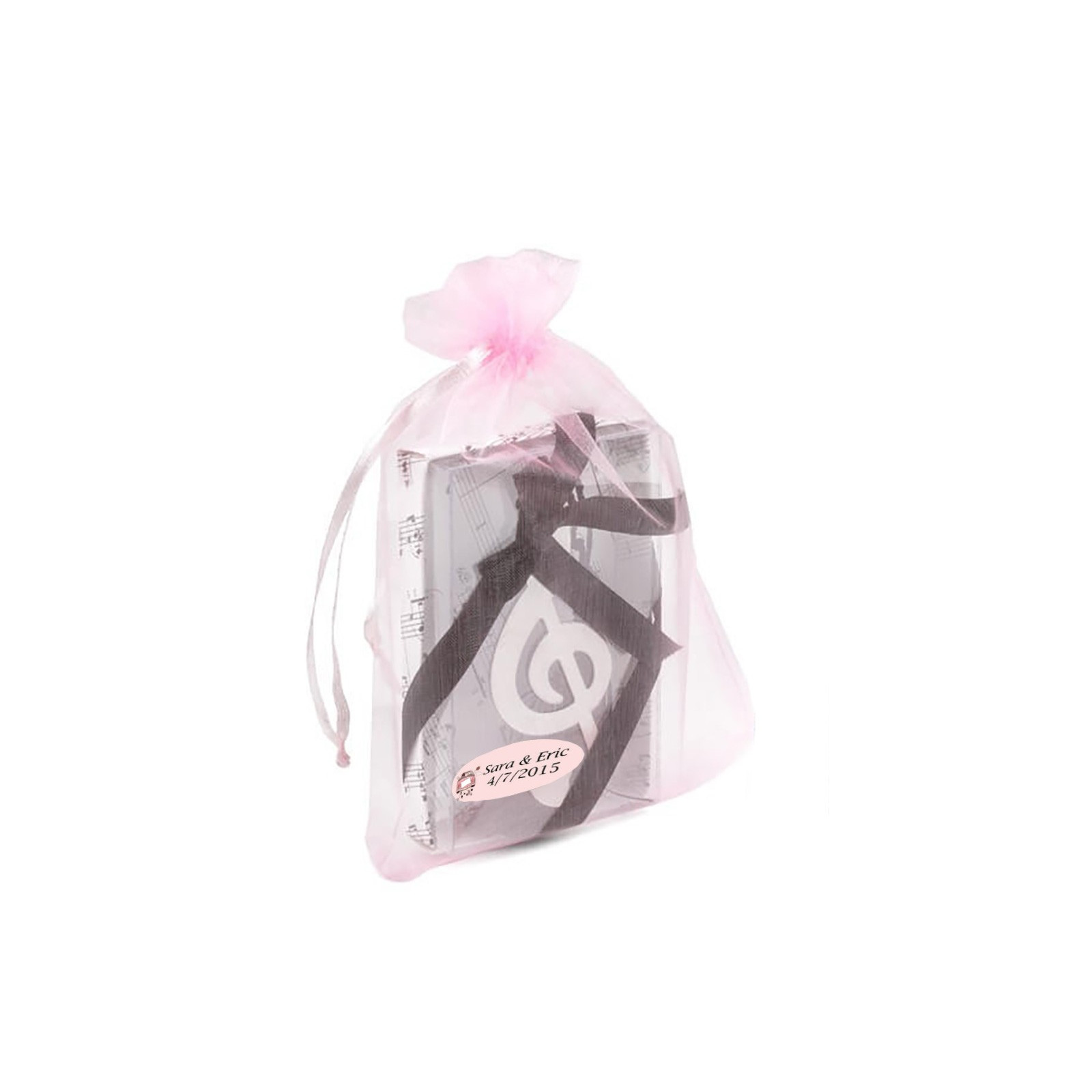 Marque-page clé de sol personnalisé pour les mariages dans un sac en organza