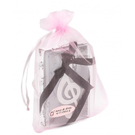 Marque-page clé de sol personnalisé pour les mariages dans un sac en organza