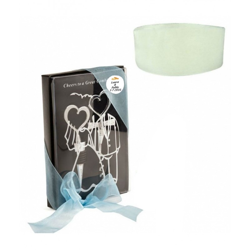 Bouchon et tire-bouchon dans un coffret personnalisé et décoré