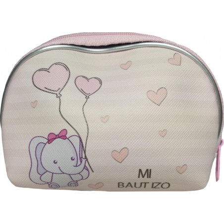 Porte-monnaie de Baptême Design Rose avec Éléphant