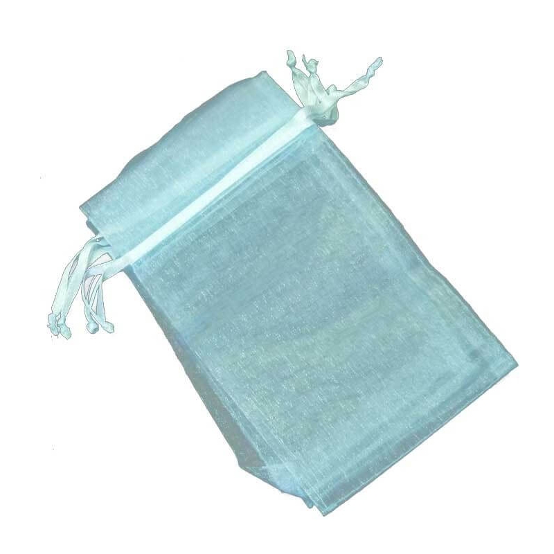 Organza pochette pas cher bleu 9x15