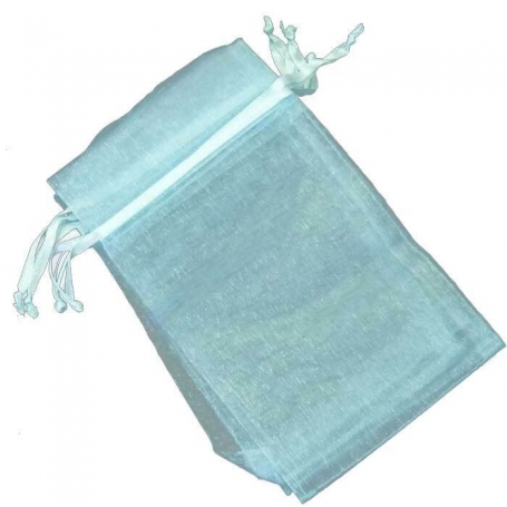 Organza pochette pas cher bleu 9x15