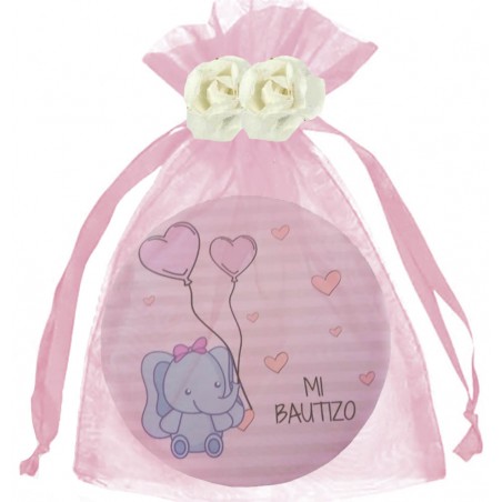 Miroir de baptême avec sac et fleurs