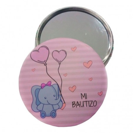 Miroir de baptême avec sac et fleurs