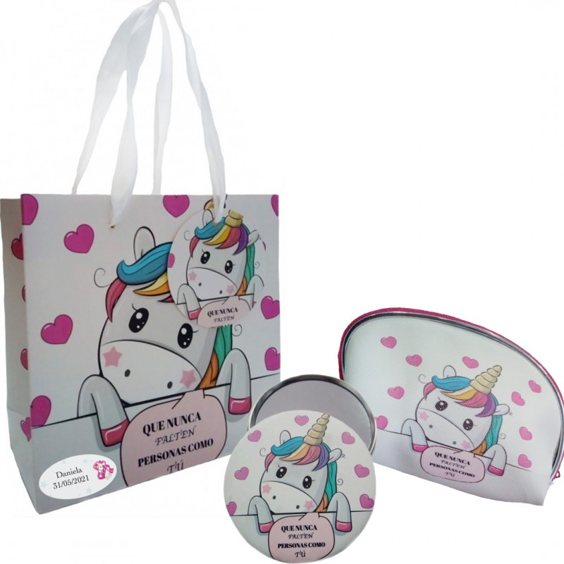 Cadeau de licorne sac à main miroir et sac