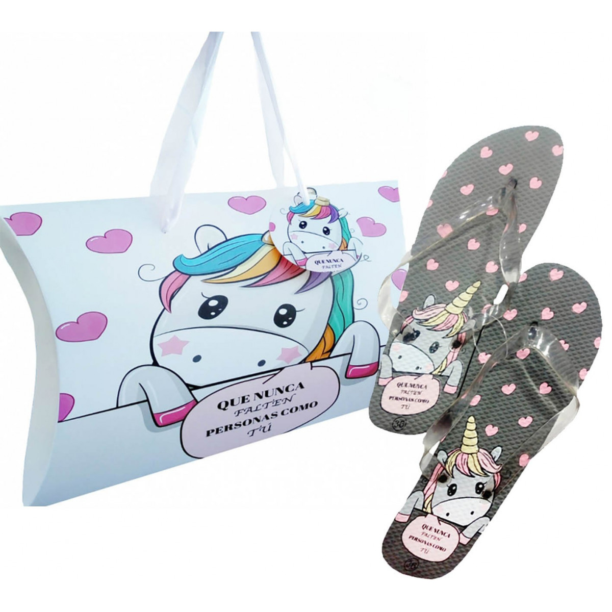 Tongs licorne avec boîte