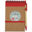 Cahier avec stylo et autocollant