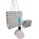 Sac en tissu imprimé de licorne avec stylo rouge à lèvres et porte-monnaie