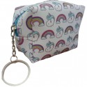 Sac en tissu imprimé de licorne avec stylo rouge à lèvres et porte-monnaie