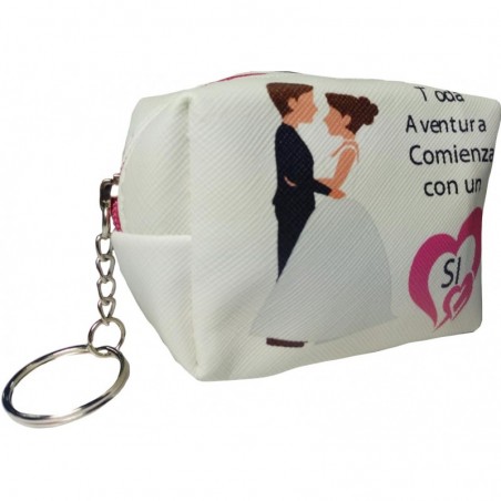 Coffret cadeau dans un sac de mariage avec miroir sac à main et stylo