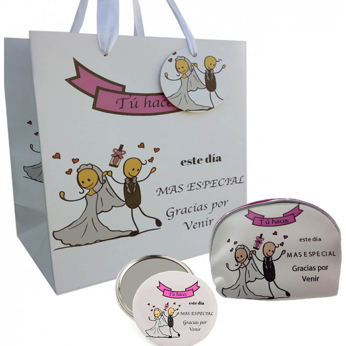Coffret cadeau de mariage avec miroir sac à main et sac