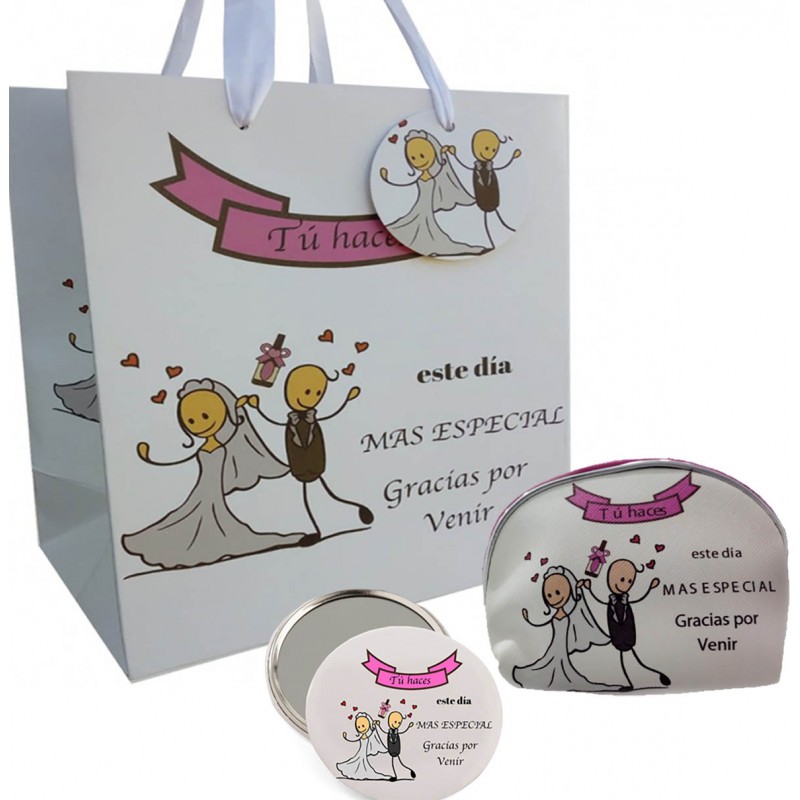 Coffret cadeau de mariage avec miroir sac à main et sac