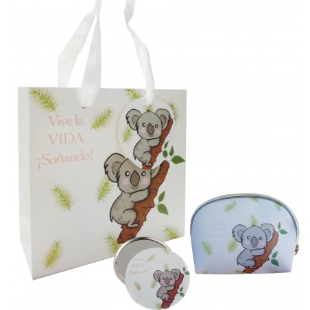Porte-monnaie et miroir dans un petit sac koala