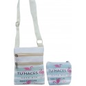 Sac et portefeuille design flamant rose avec phrases
