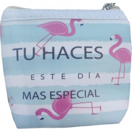 Sac et portefeuille design flamant rose avec phrases