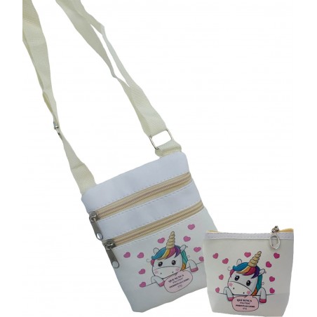 Sac design licorne avec porte monnaie assorti