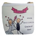Set cadeau de mariage porte-monnaie miroir et sac personnalisé
