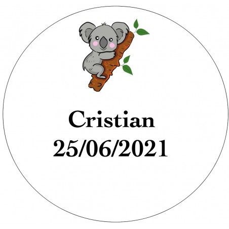 Adhésif koala à personnaliser avec nom et date taille mini
