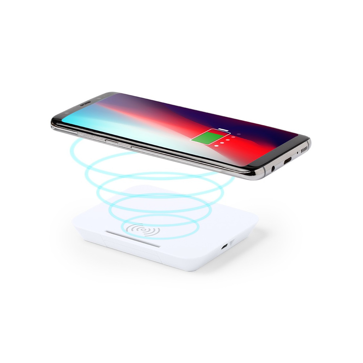 Chargeur sans fil blanc avec support pour smartphone