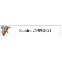 Sticker koala rectangulaire à personnaliser avec nom et date