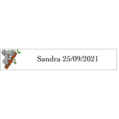 Sticker Koala Rectangulaire à Personnaliser Avec Nom Et Date