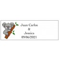 Autocollant de mariage koala rectangulaire personnalisé