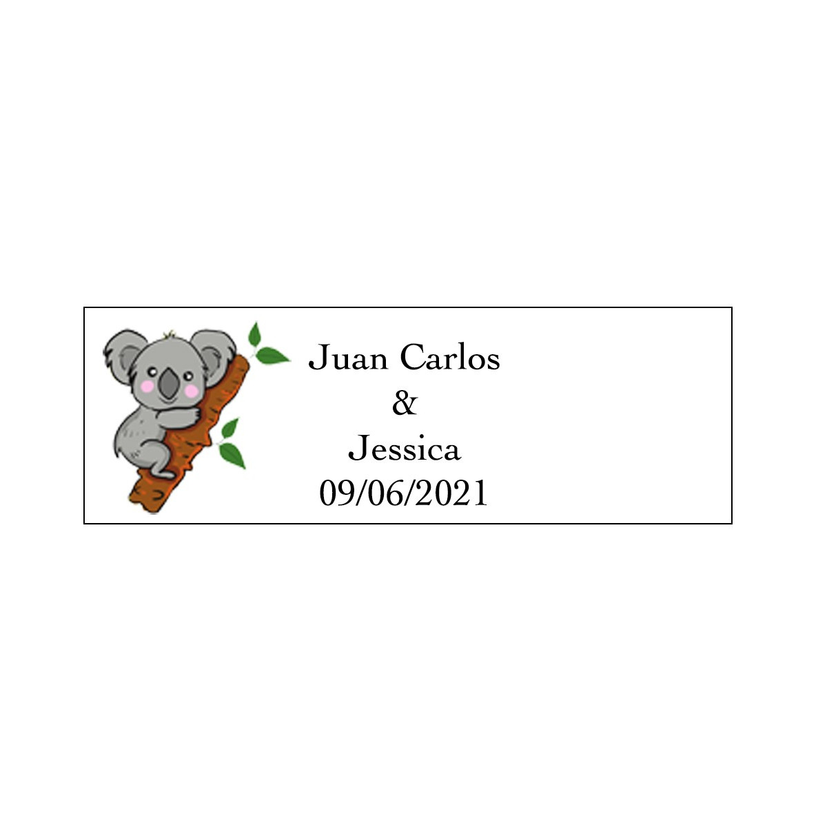 Autocollant de mariage koala rectangulaire personnalisé