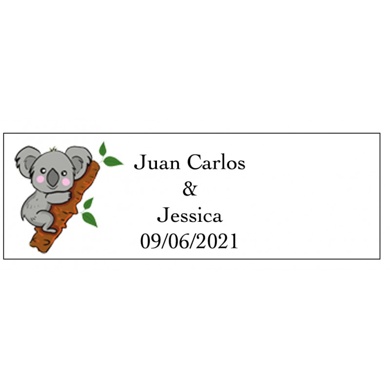 Autocollant de mariage koala rectangulaire personnalisé