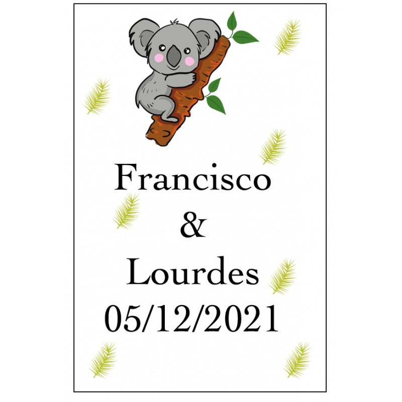 Autocollant koala grand personnalisé pour un mariage