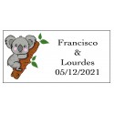 Autocollant koala rectangulaire personnalisé pour les mariages