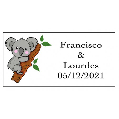 Autocollant koala rectangulaire personnalisé pour les mariages